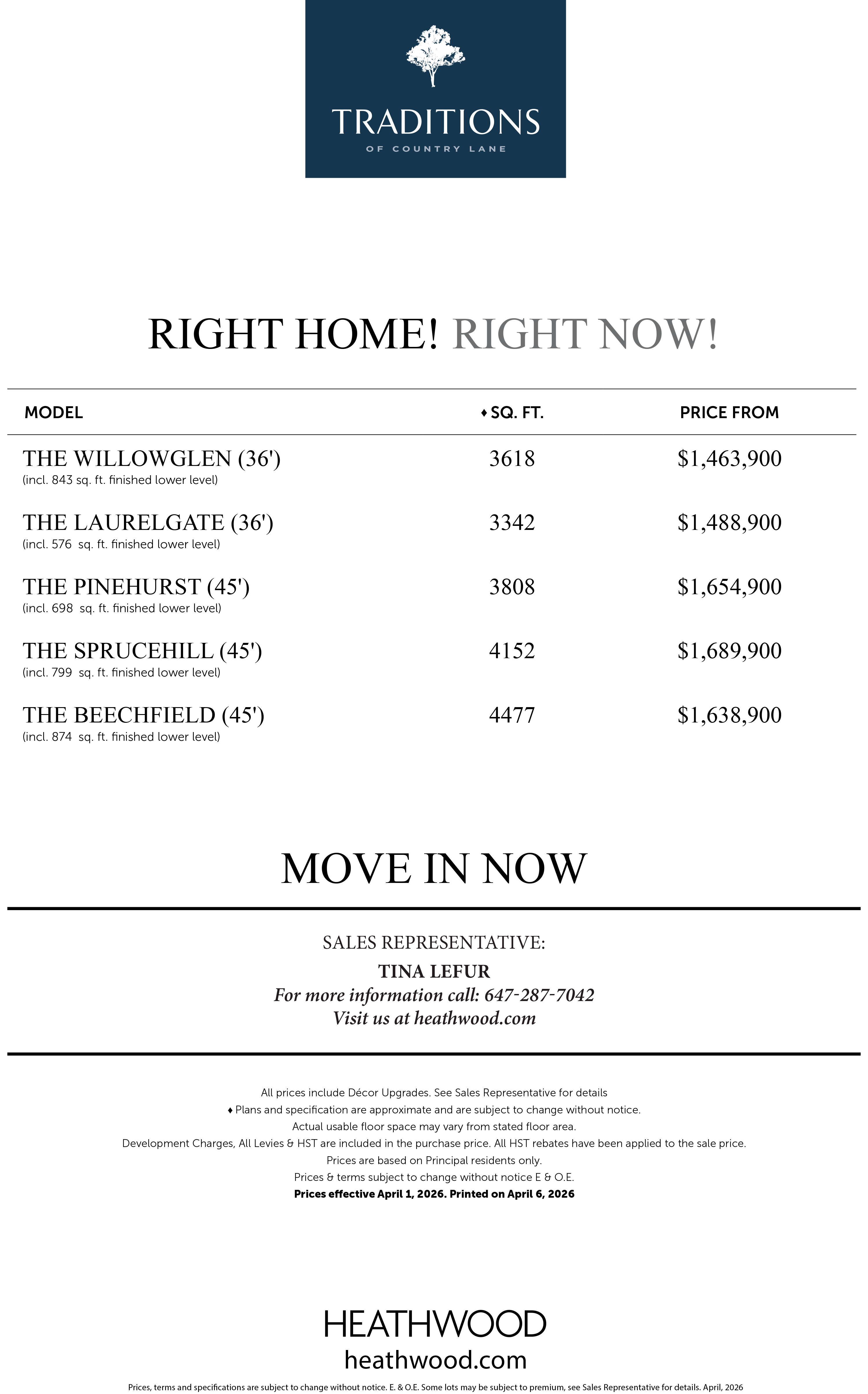 CTraditional Price List